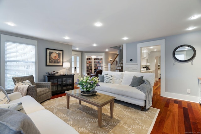 living room with wood-type flooring