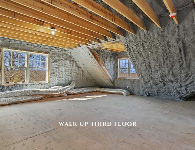 view of unfinished attic