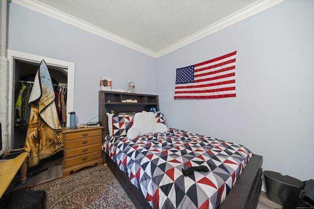 bedroom featuring crown molding