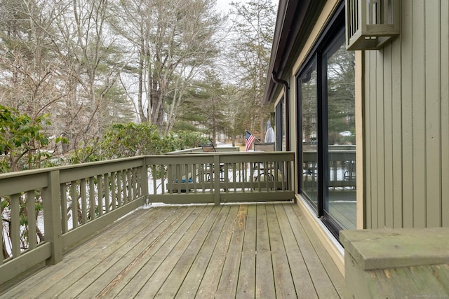 wooden deck with a water view