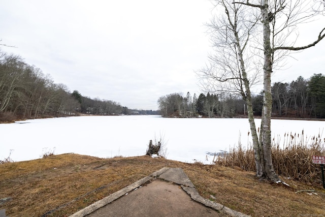 view of yard with a water view