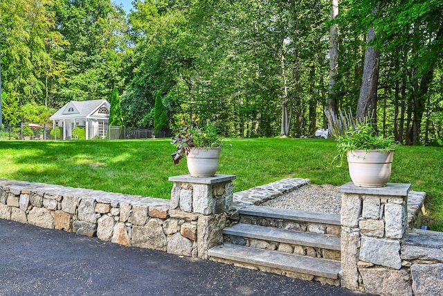 exterior space with a lawn