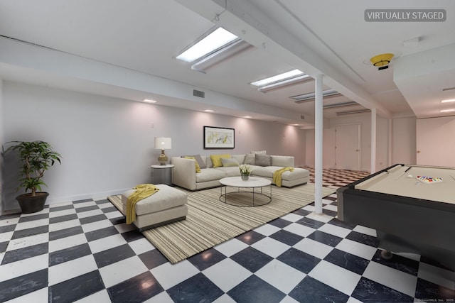 interior space with visible vents and tile patterned floors