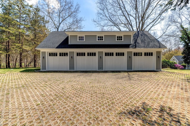 view of detached garage
