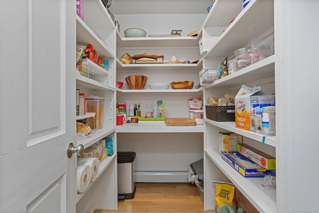 pantry with a baseboard heating unit