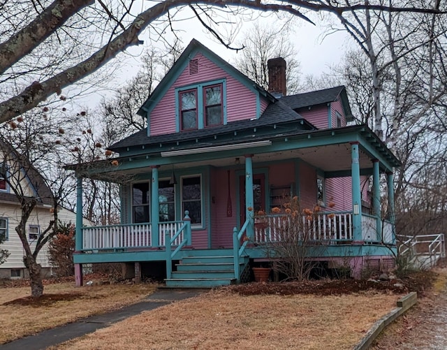 view of front of home with covered porch