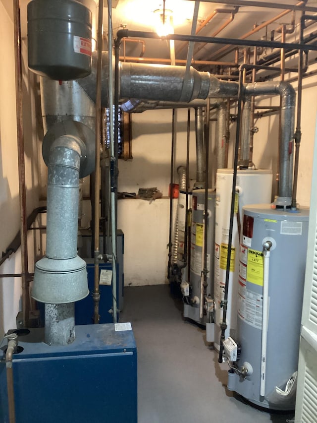 utility room with gas water heater