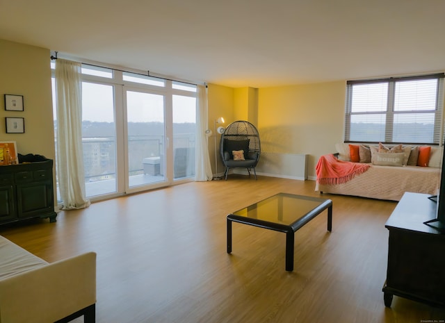 living room with light hardwood / wood-style floors