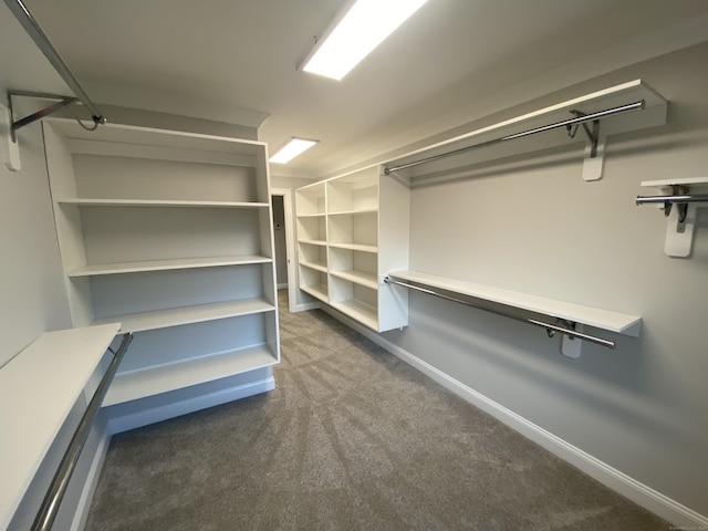 spacious closet with dark carpet