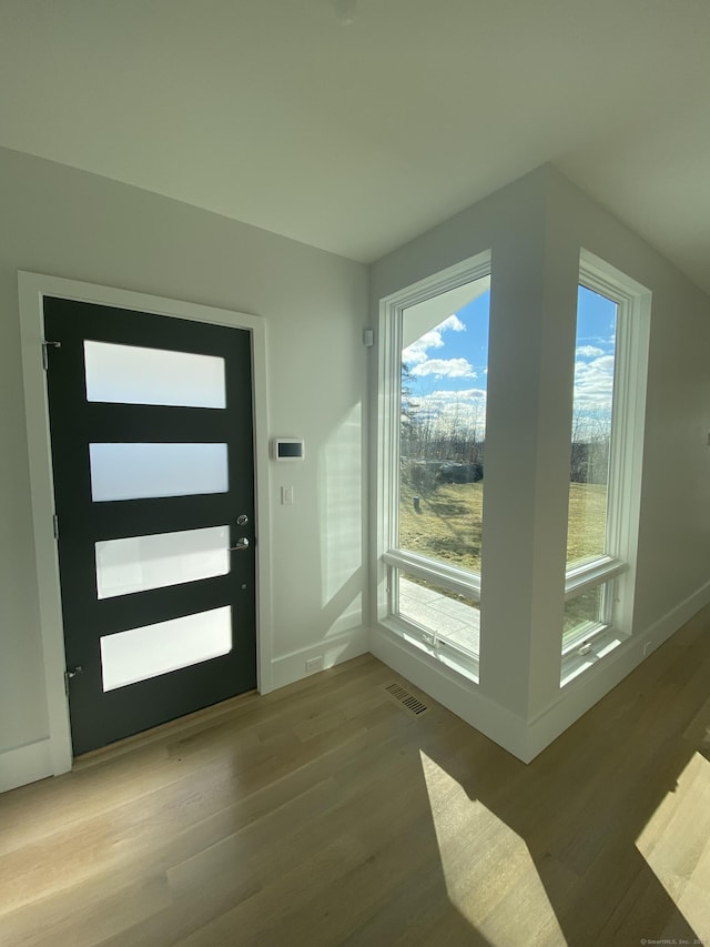 entryway with light hardwood / wood-style flooring