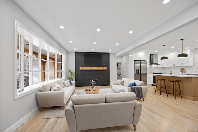 living room featuring light hardwood / wood-style flooring