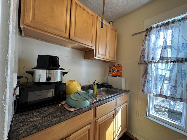 kitchen featuring sink and a textured ceiling