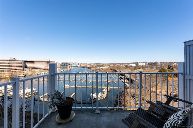 balcony with a water view