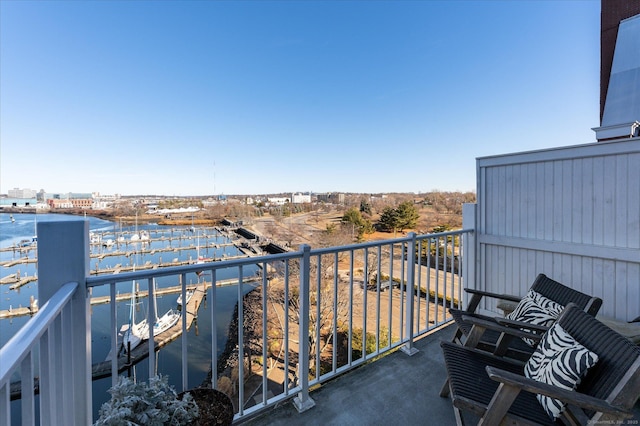 balcony with a water view