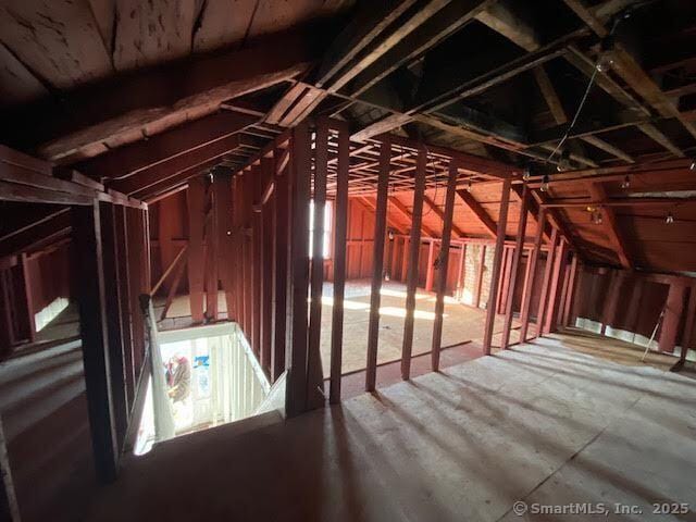 view of unfinished attic