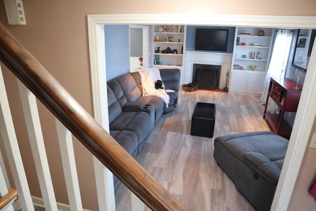 living room with wood-type flooring