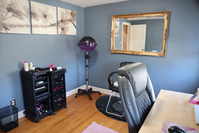 office space with light hardwood / wood-style floors