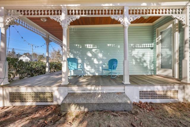 wooden deck with a porch