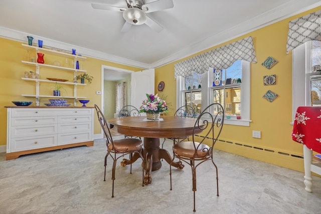 6264 Main St, Trumbull, CT 06611 - dining room featuring crown molding, ceiling fan, healthy amount of natural light, and baseboards