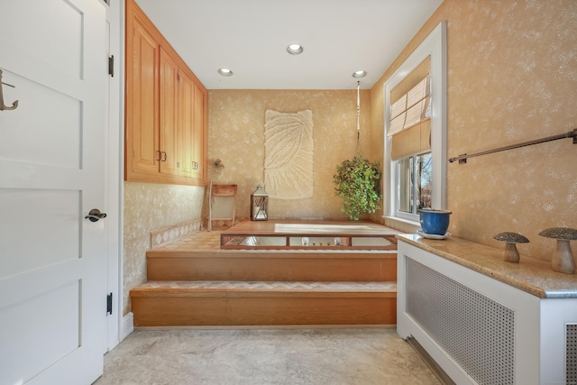 6264 Main St, Trumbull, CT 06611 - bathroom featuring a garden tub, concrete floors, and recessed lighting