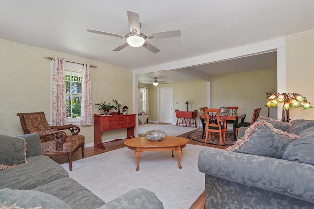 6264 Main St, Trumbull, CT 06611 - living room with a ceiling fan and wood finished floors