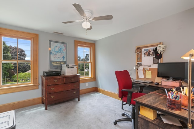 6264 Main St, Trumbull, CT 06611 - home office with baseboards, ceiling fan, and carpet