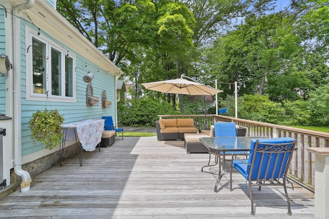 6264 Main St, Trumbull, CT 06611 - wooden terrace with outdoor lounge area and outdoor dining area