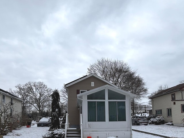 view of snow covered structure