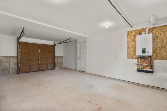 garage featuring water heater