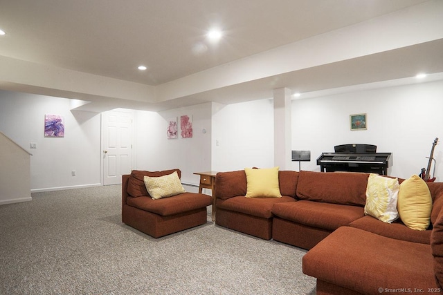 living room featuring carpet floors