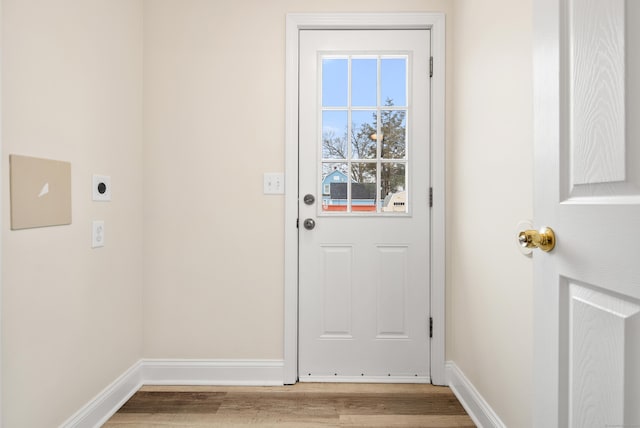 doorway featuring light hardwood / wood-style flooring