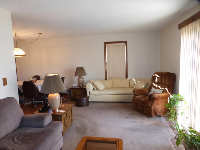 living room with light carpet