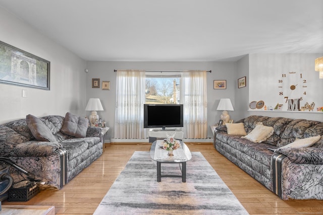 living room with light hardwood / wood-style floors