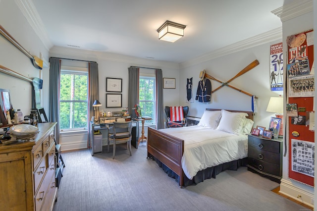 bedroom with ornamental molding