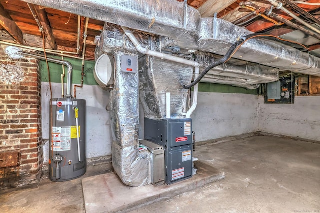 utilities with water heater and electric panel