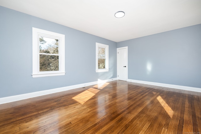 spare room featuring wood-type flooring