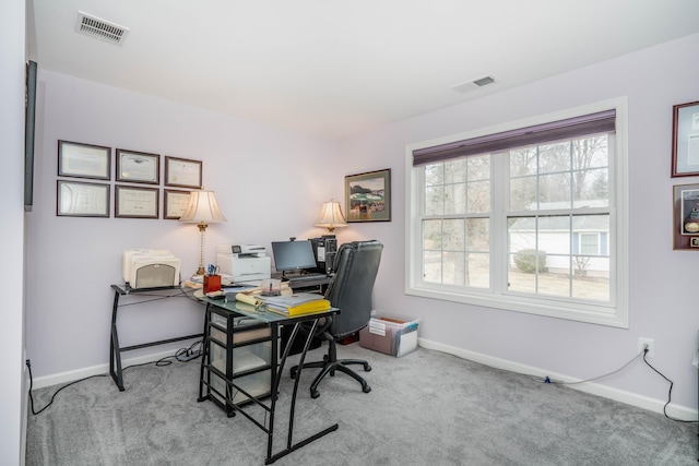 view of carpeted office space