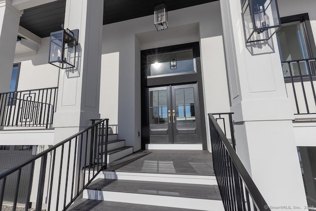 view of exterior entry with french doors