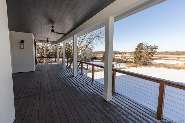 wooden terrace with ceiling fan