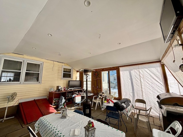 interior space featuring lofted ceiling