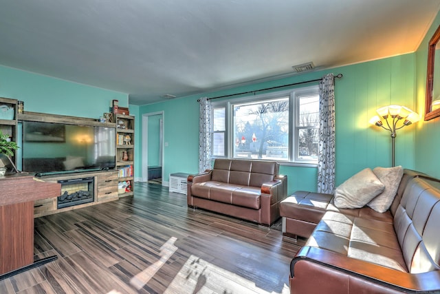 living room featuring wood-type flooring