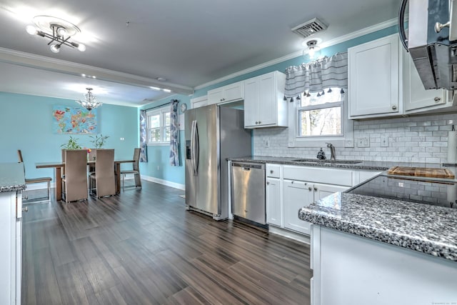 kitchen with sink, white cabinets, and appliances with stainless steel finishes