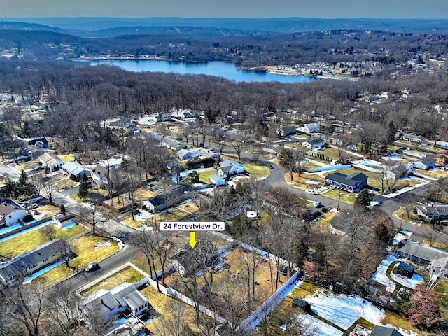 bird's eye view featuring a water view