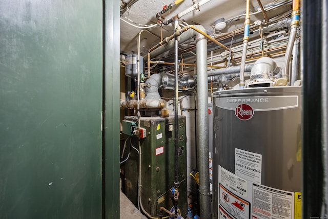 utility room with water heater