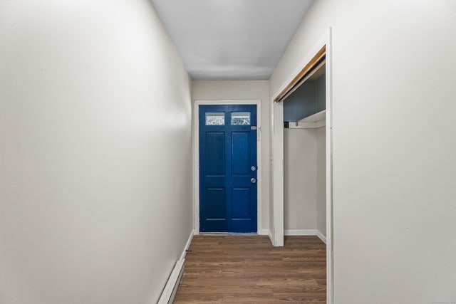 entryway with dark hardwood / wood-style floors