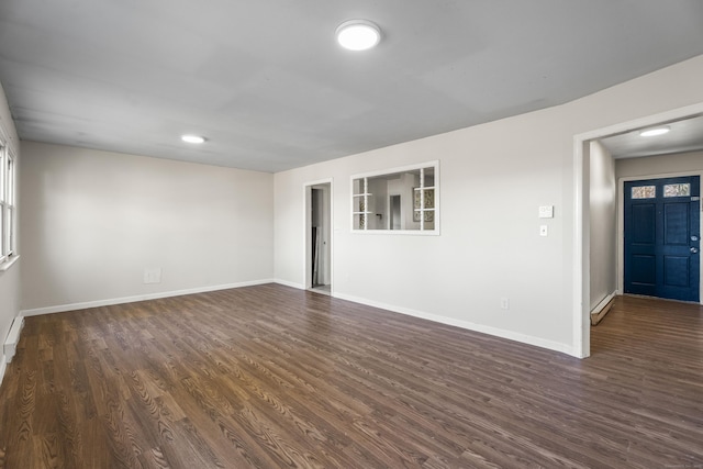 unfurnished room featuring dark hardwood / wood-style flooring