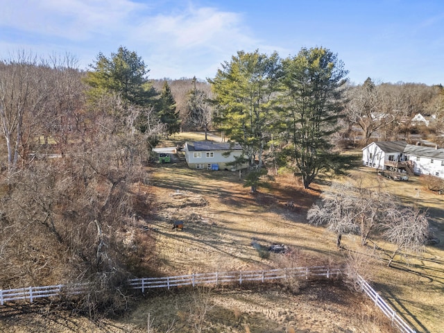 aerial view featuring a rural view