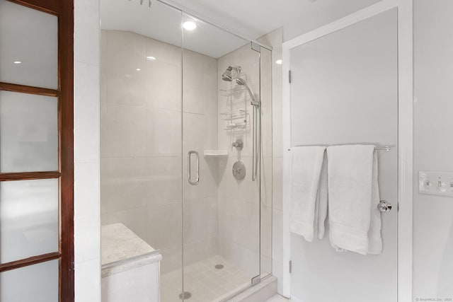 bathroom featuring walk in shower