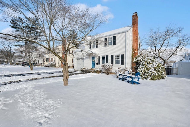 view of snow covered property