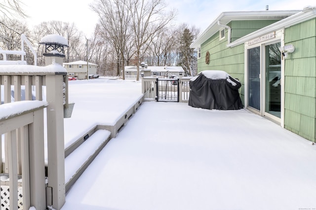 view of yard covered in snow